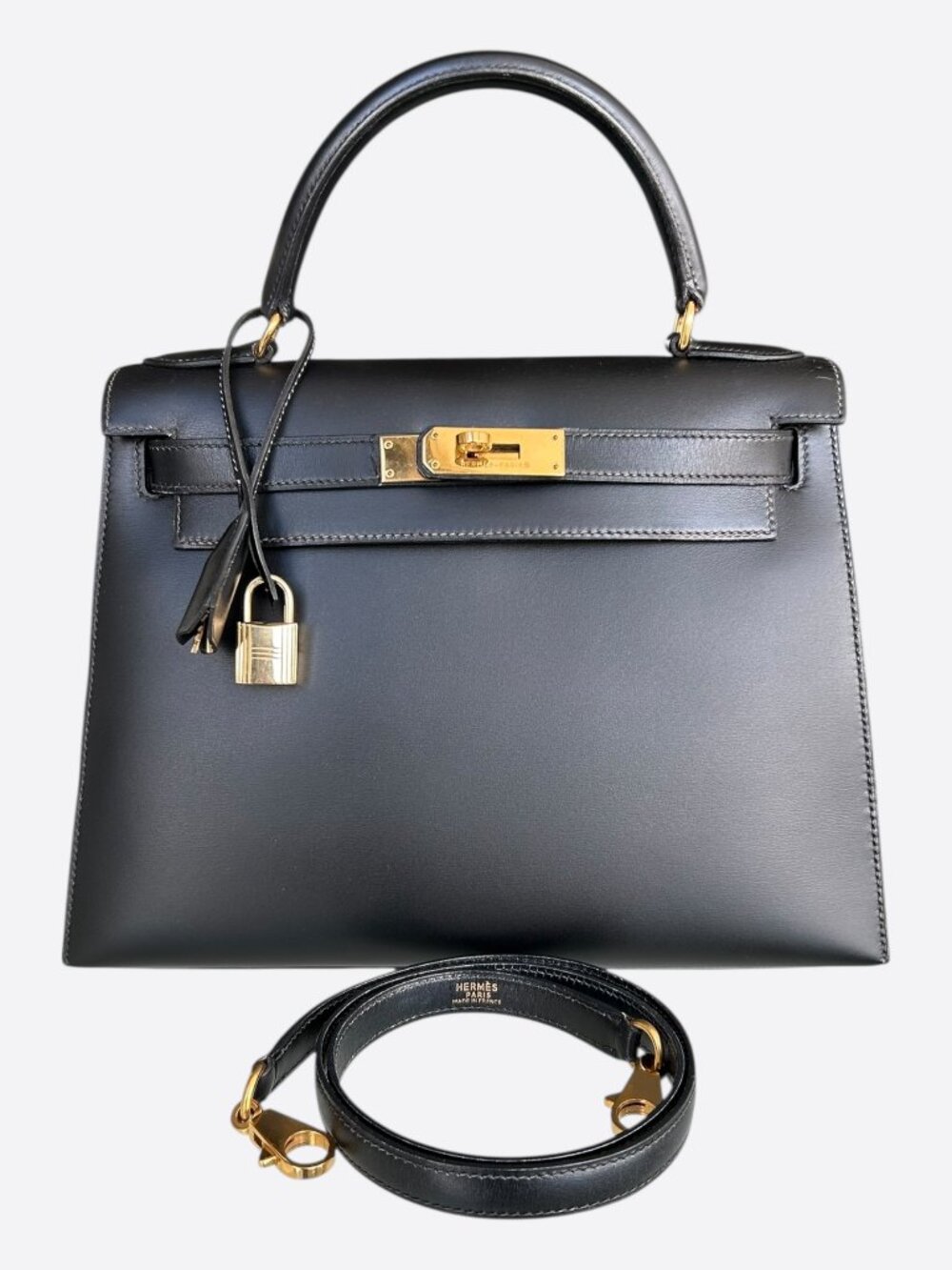 Hermes Black Box & Gold Hardware Kelly 28